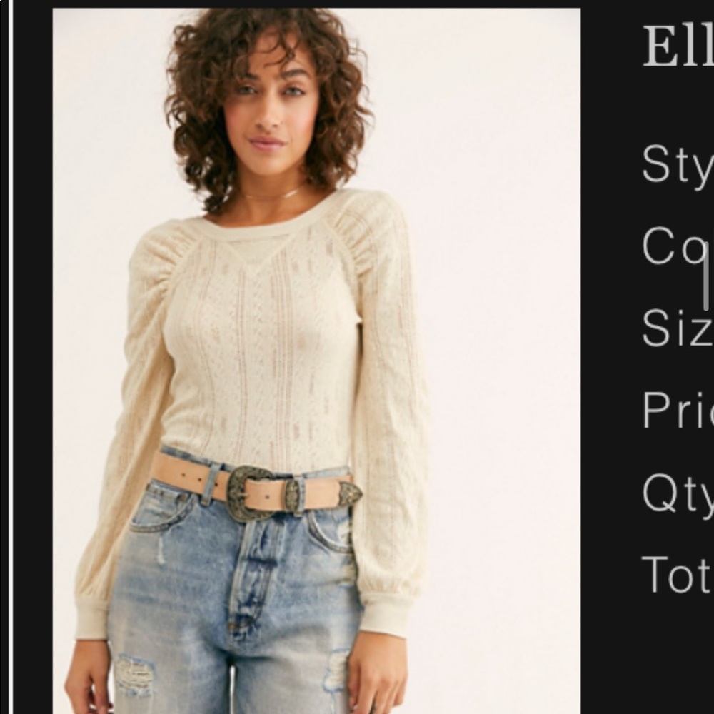 NWT Free People Ella Puff Sleeve Top